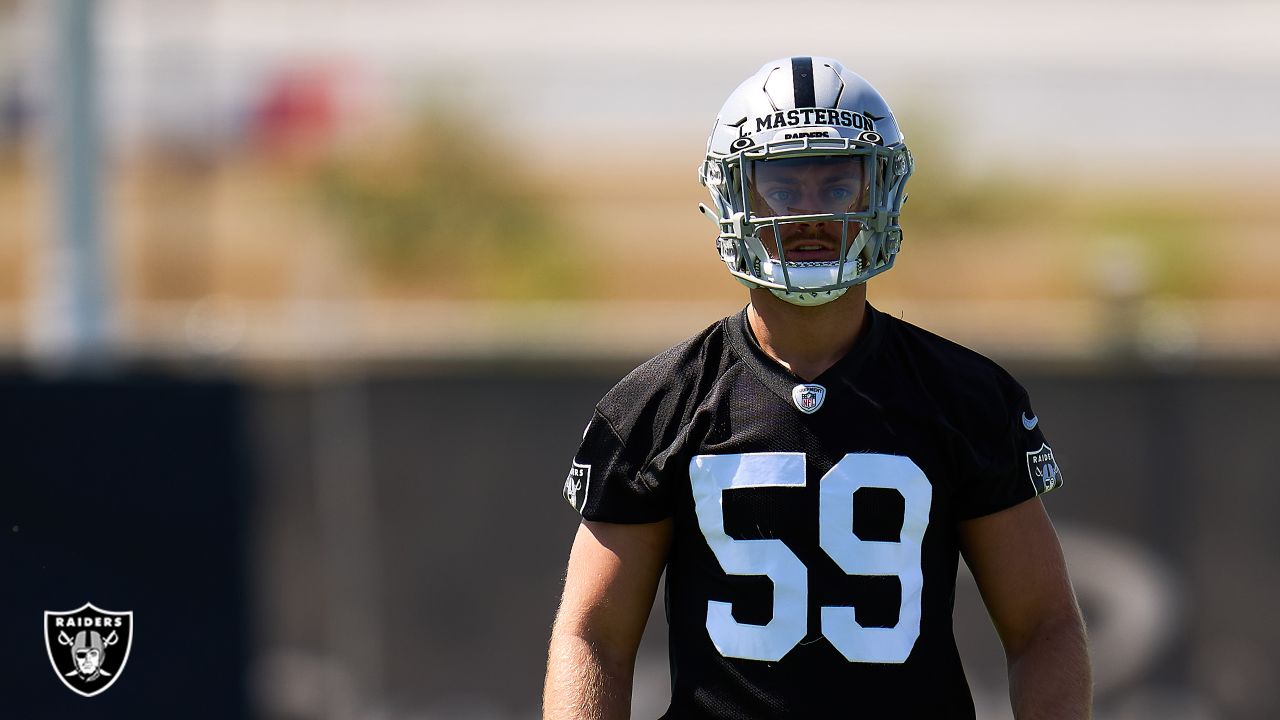 Las Vegas Raiders linebacker Luke Masterson (59) against the