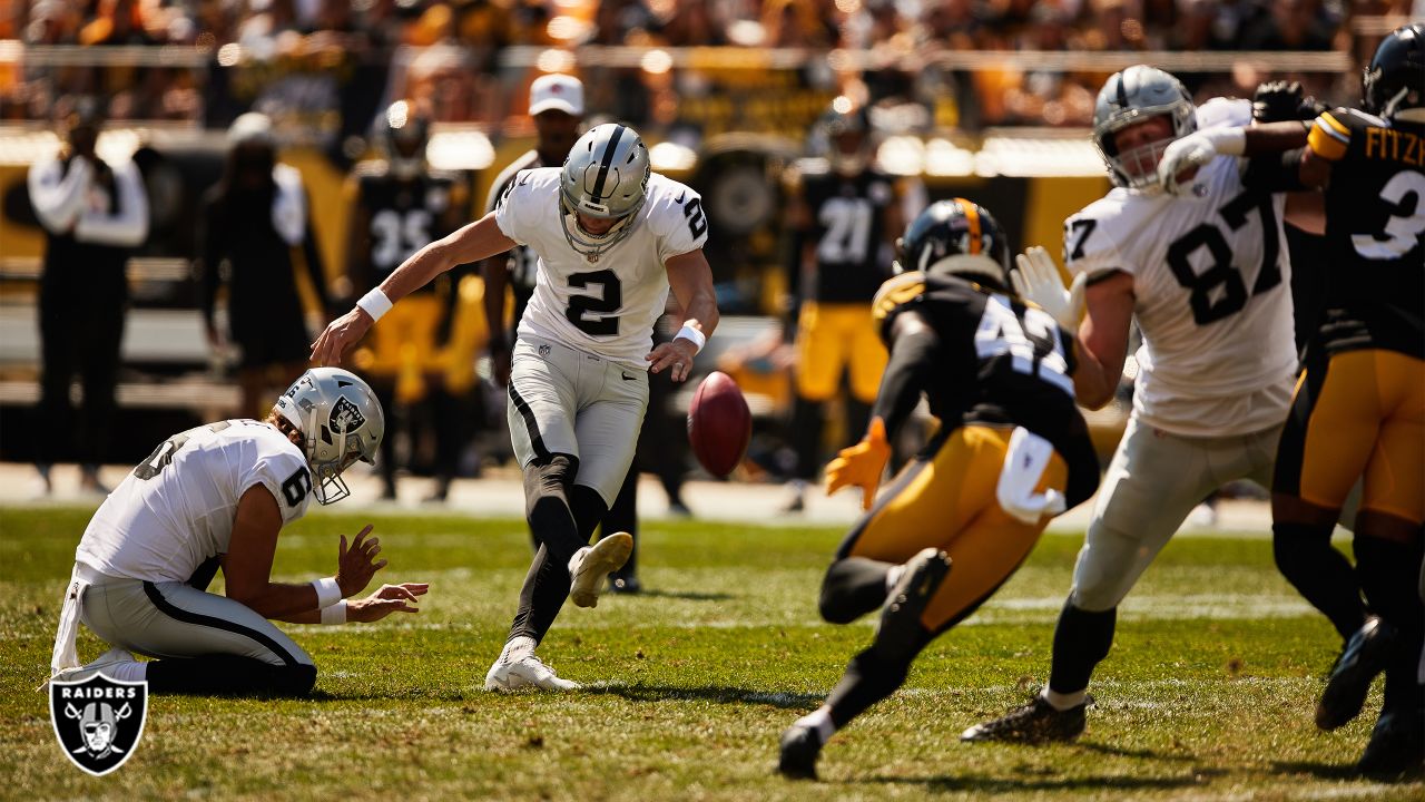 Place kicker Daniel Carlson of the Las Vegas Raiders watches a video  News Photo - Getty Images