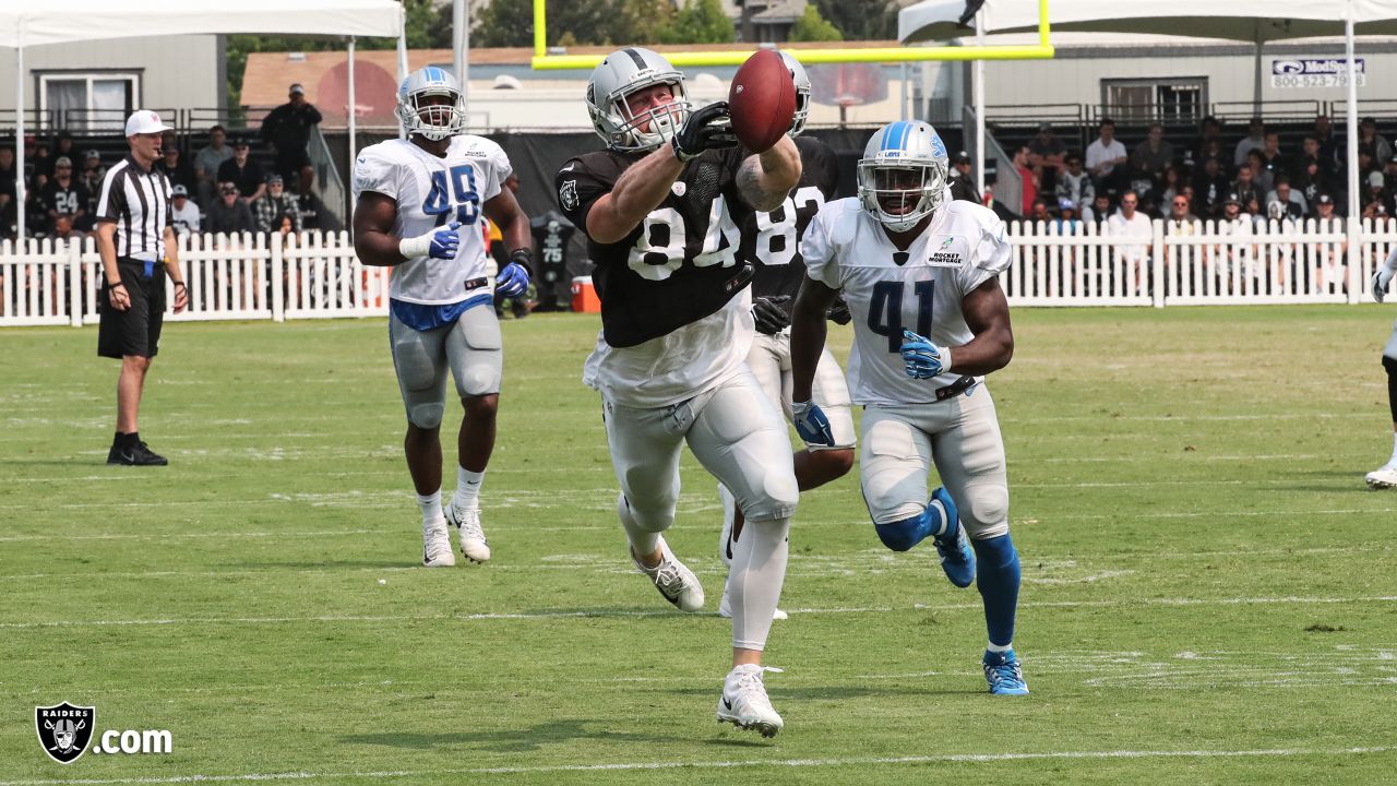 Oakland Raiders free safety Erik Harris during NFL football training camp  Thursday, Aug. 8, 2019, in Napa, Calif. Both the Oakland Raiders and the  Los Angeles Rams held a joint practice before