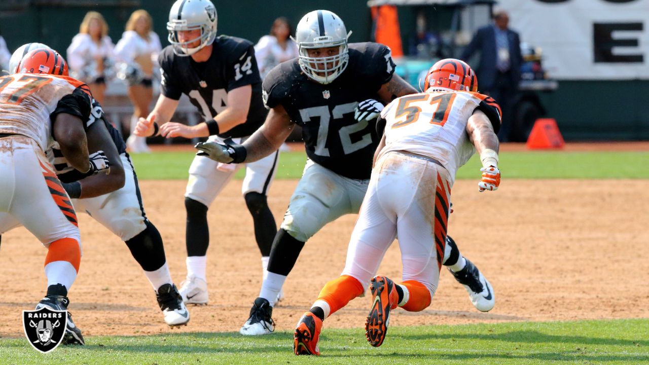 Oakland Raiders tackle Donald Penn (72) is introduced before an NFL football  game against the Indianapolis Colts in Oakland, Calif., Saturday, Dec. 24,  2016. (AP Photo/Tony Avelar)