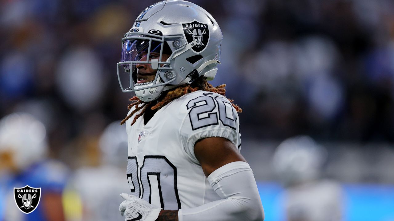 Las Vegas Raiders cornerback Damon Arnette (20) and cornerback