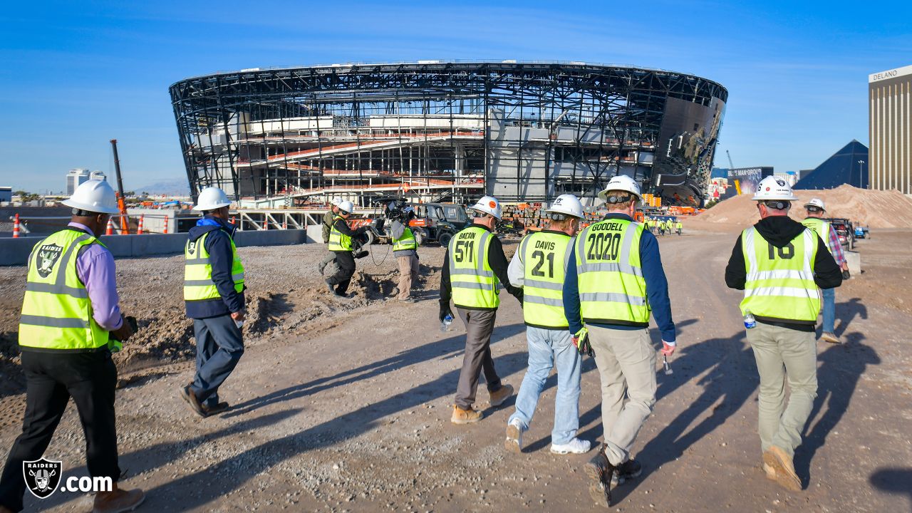 Roger Goodell tours Allegiant Stadium and views the Las Vegas Strip