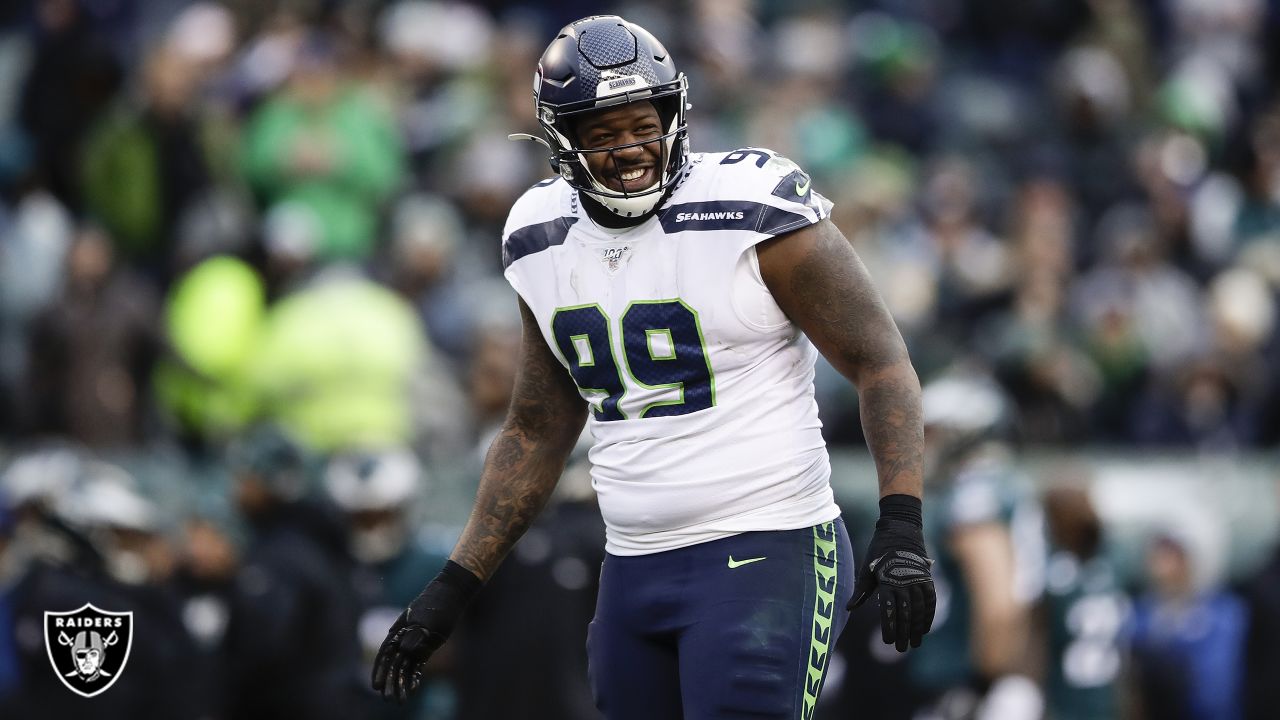 Seattle Seahawks defensive end Quinton Jefferson (99) reacts after