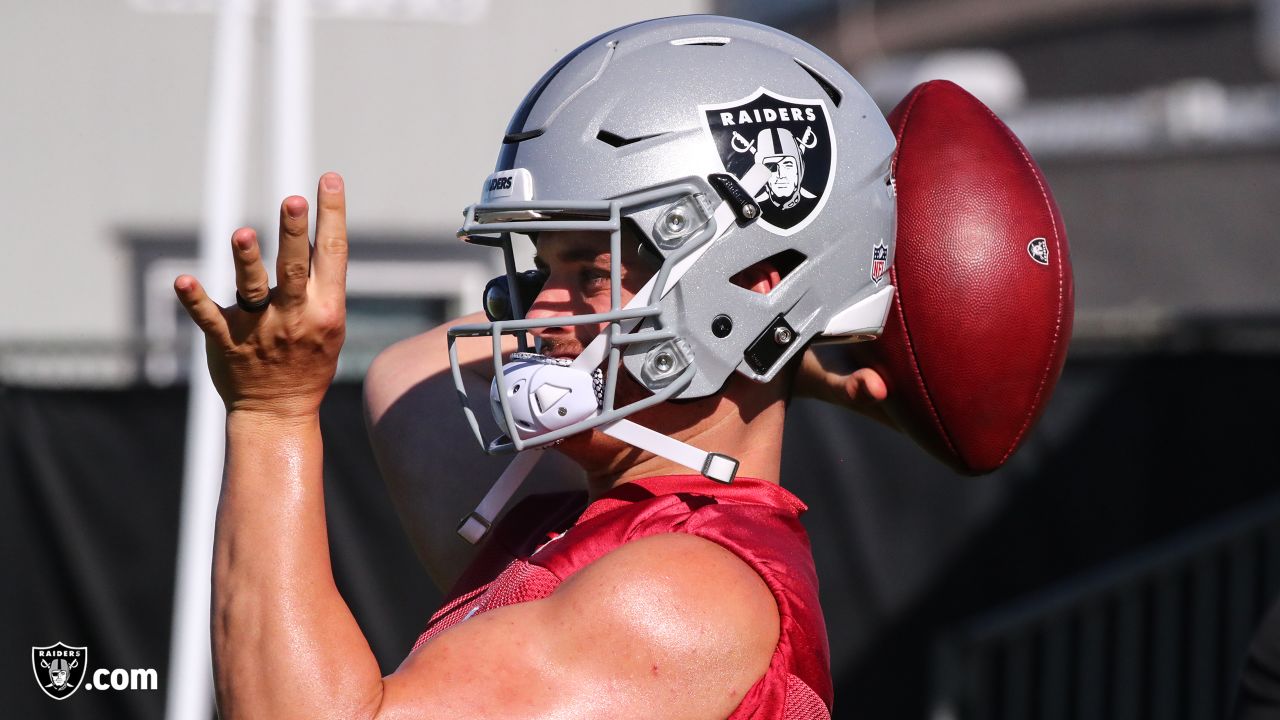 Oakland Raiders' Chris Warren III (34) during NFL football practice in  Napa, Calif., Wednesday, …