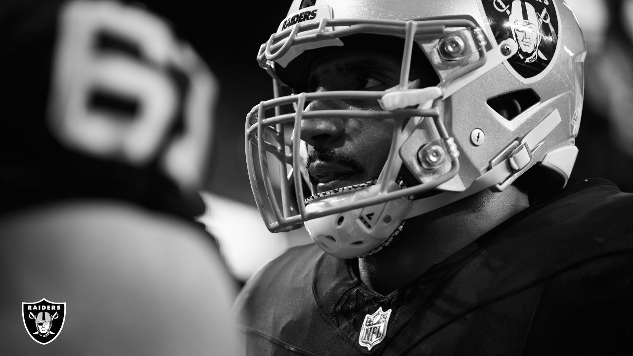 Las Vegas Raiders fullback Jakob Johnson (45) leaves the field against the  Indianapolis Colts during the