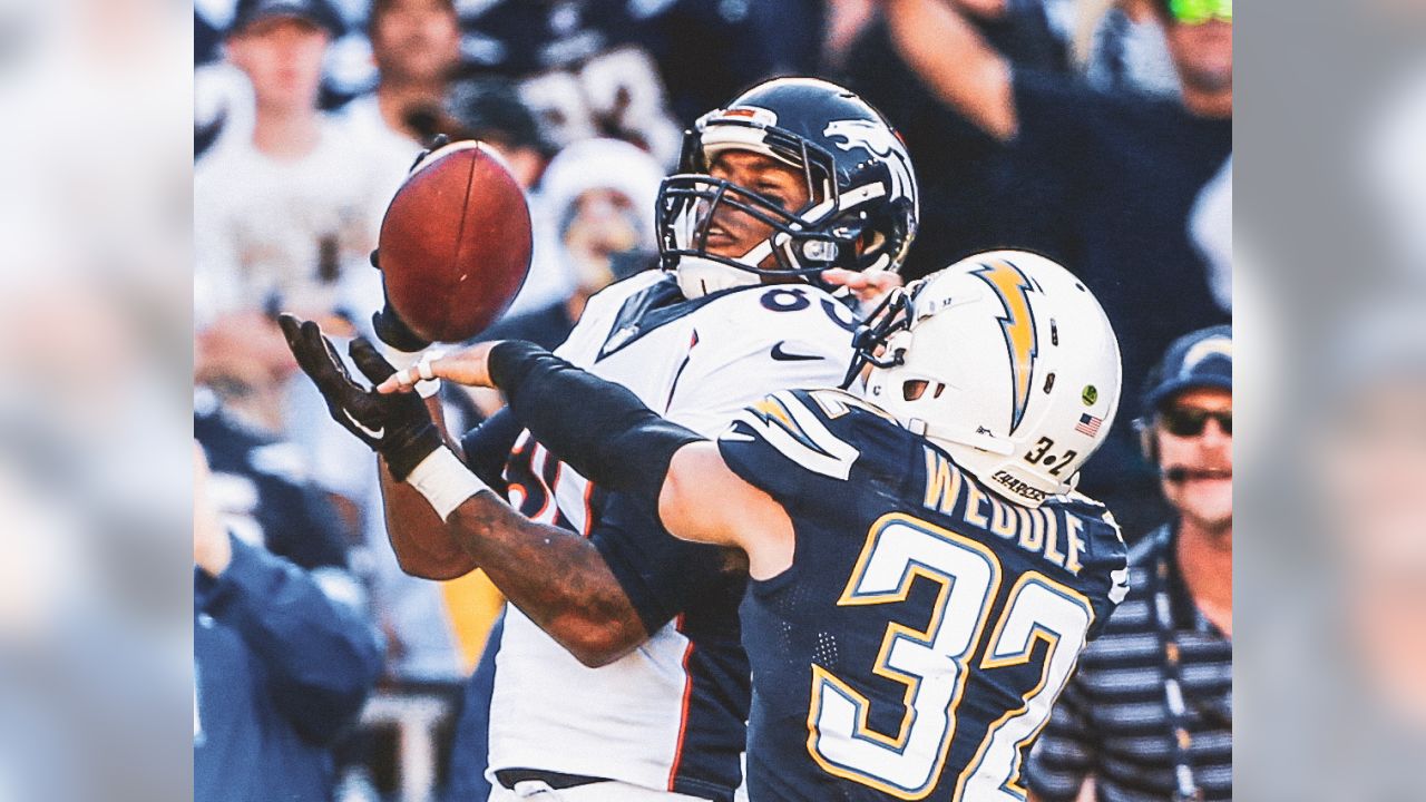 Los Angeles Rams free safety Eric Weddle knocks the ball away from