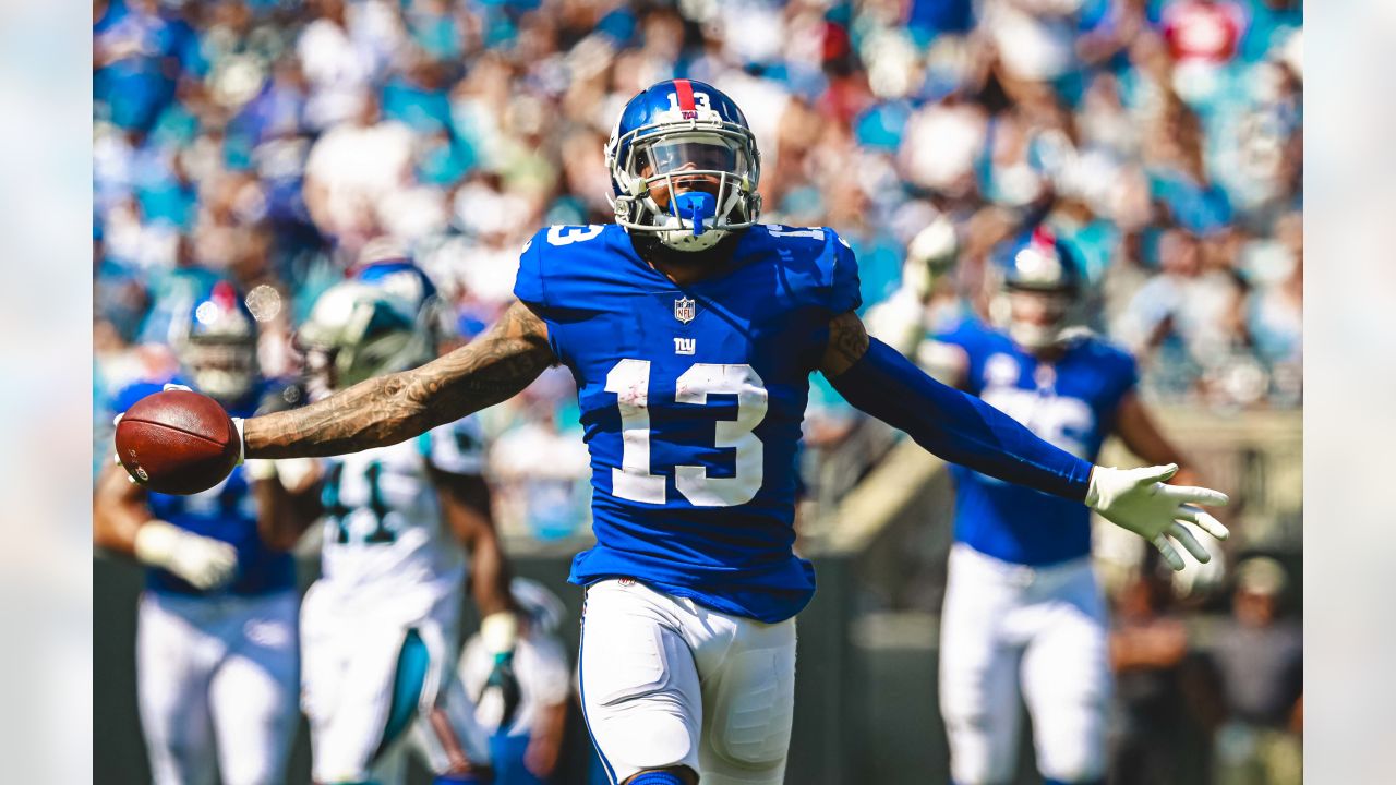 Los Angeles Rams wide receiver Odell Beckham Jr. (3) celebrates after  scoring a touchdown during an NFL game against the Jacksonville Jaguars,  Sunday Stock Photo - Alamy