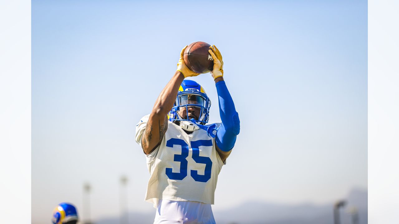 Look: Sony Michel wearing No. 14 in first practice with Rams