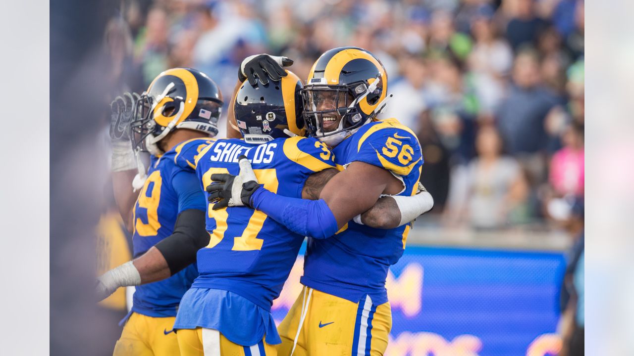 Los Angeles, CA. 17th Nov, 2019. Los Angeles Rams defensive tackle Aaron  Donald (99) and Los Angeles Rams defensive end Dante Fowler (56) during the  NFL game between Chicago Bears vs Los