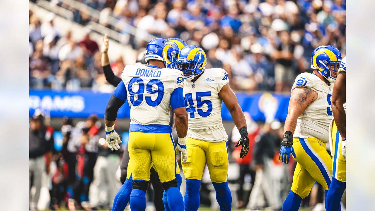 Los Angeles Rams wide receiver Brandon Powell lines up at the Rams' punter  spot to intentionally take a safety late in the game