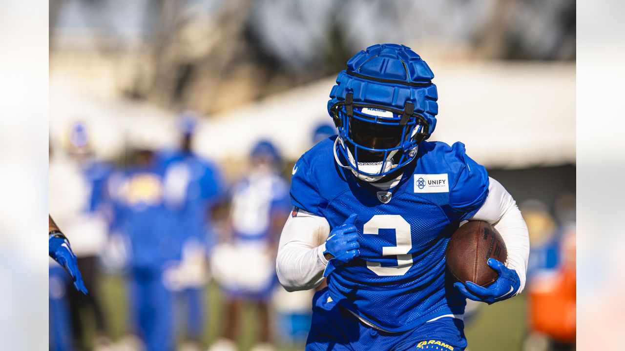 Los Angeles Rams running back Cam Akers (3) warms up before an NFL  preseason football game Saturday, Aug. 26, 2023, in Denver. (AP Photo/David  Zalubowski Stock Photo - Alamy