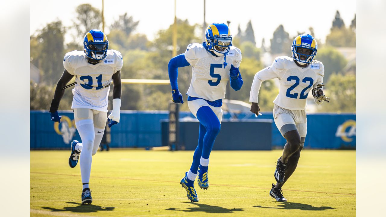 Look: Sony Michel wearing No. 14 in first practice with Rams