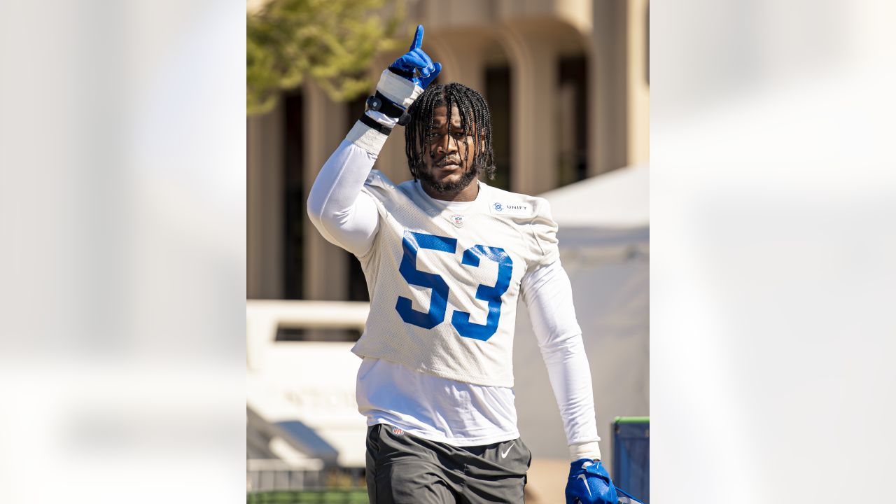 Linebacker (53) Ernest Jones of the Los Angeles Rams against the