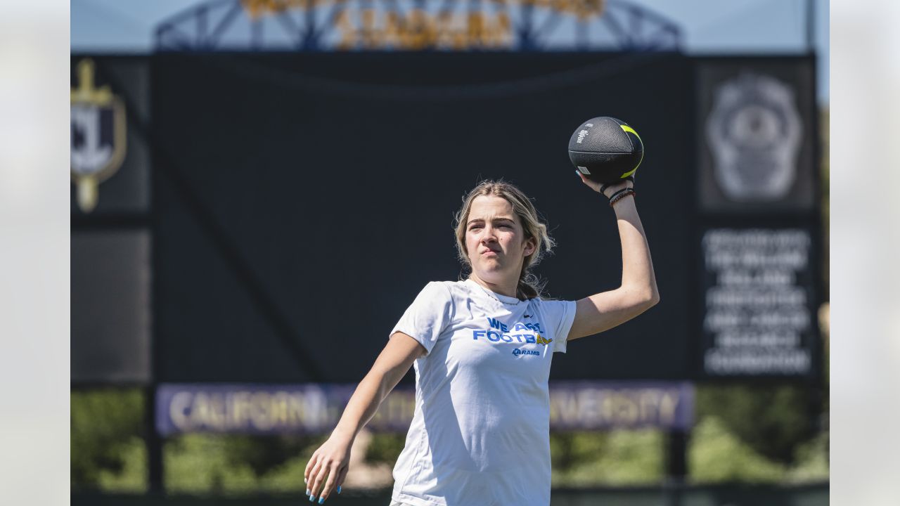 COMMUNITY PHOTOS: Rams & Nike host girls flag football clinics across LA  for Women's History Month