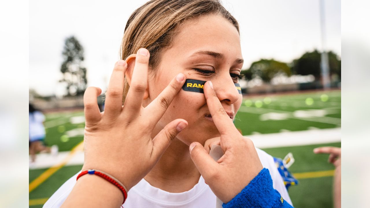 Rams Hold Girls Flag Football Clinics During Women's History Month