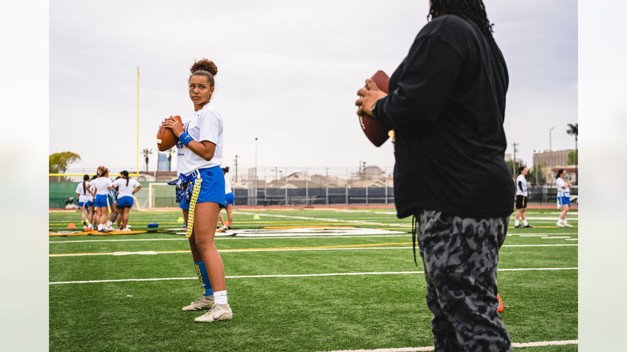 Rams celebrate Women's History Month with nine girls' flag football clinics  for local youth