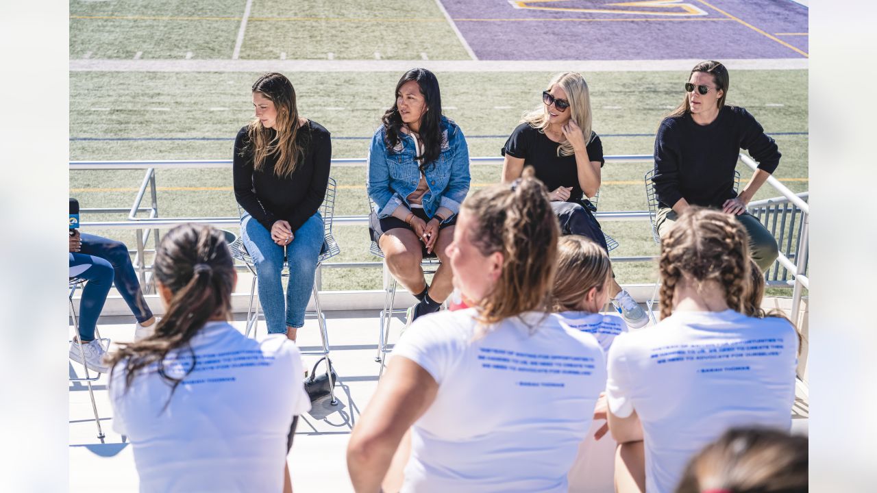 COMMUNITY PHOTOS: Rams & Nike host girls flag football clinics across LA  for Women's History Month