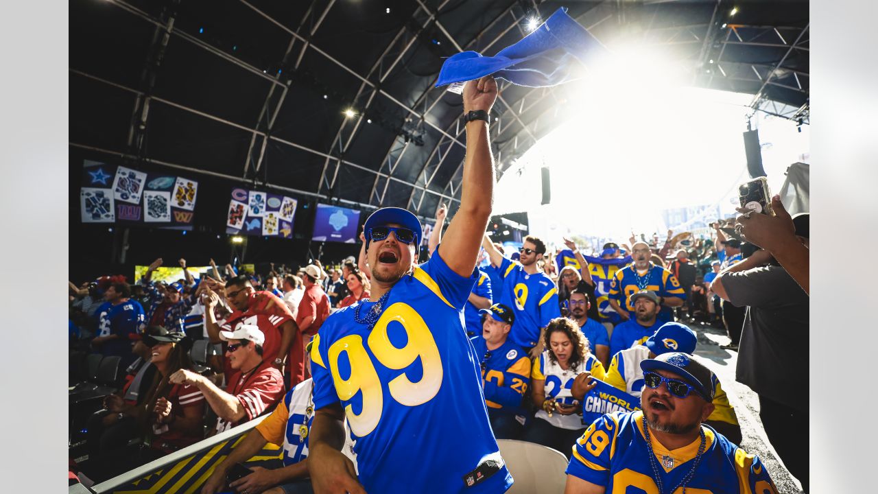 Los Angeles Rams fans cheer for the team during an NFL football