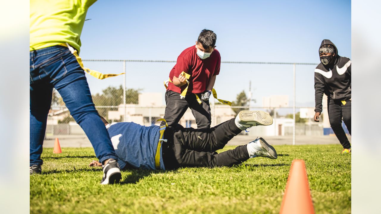 Rams launch flag football league for Los Angeles Unified students, surprise  students with jerseys and equipment