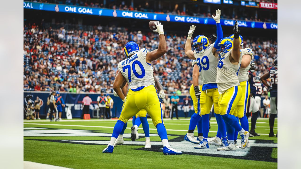 Houston, Texas, USA. October 31. DT Aaron Donald #99 of the Los Angeles Rams  in action vs the Houston Texans at NRG Stadium in Houston Texas. The Rams  defeat the Texans 38-22.