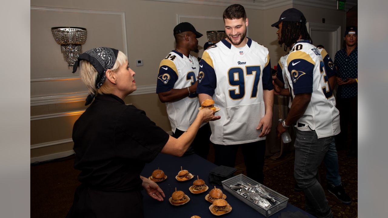 Rams' Fan of Year nominee Gus 'Ramator' Obregon cheers with a purpose