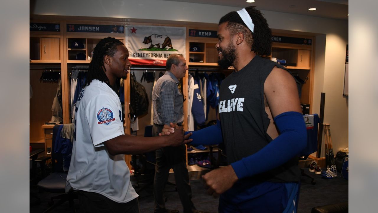 Todd Gurley Throws Out First Pitch for Los Angeles Dodgers