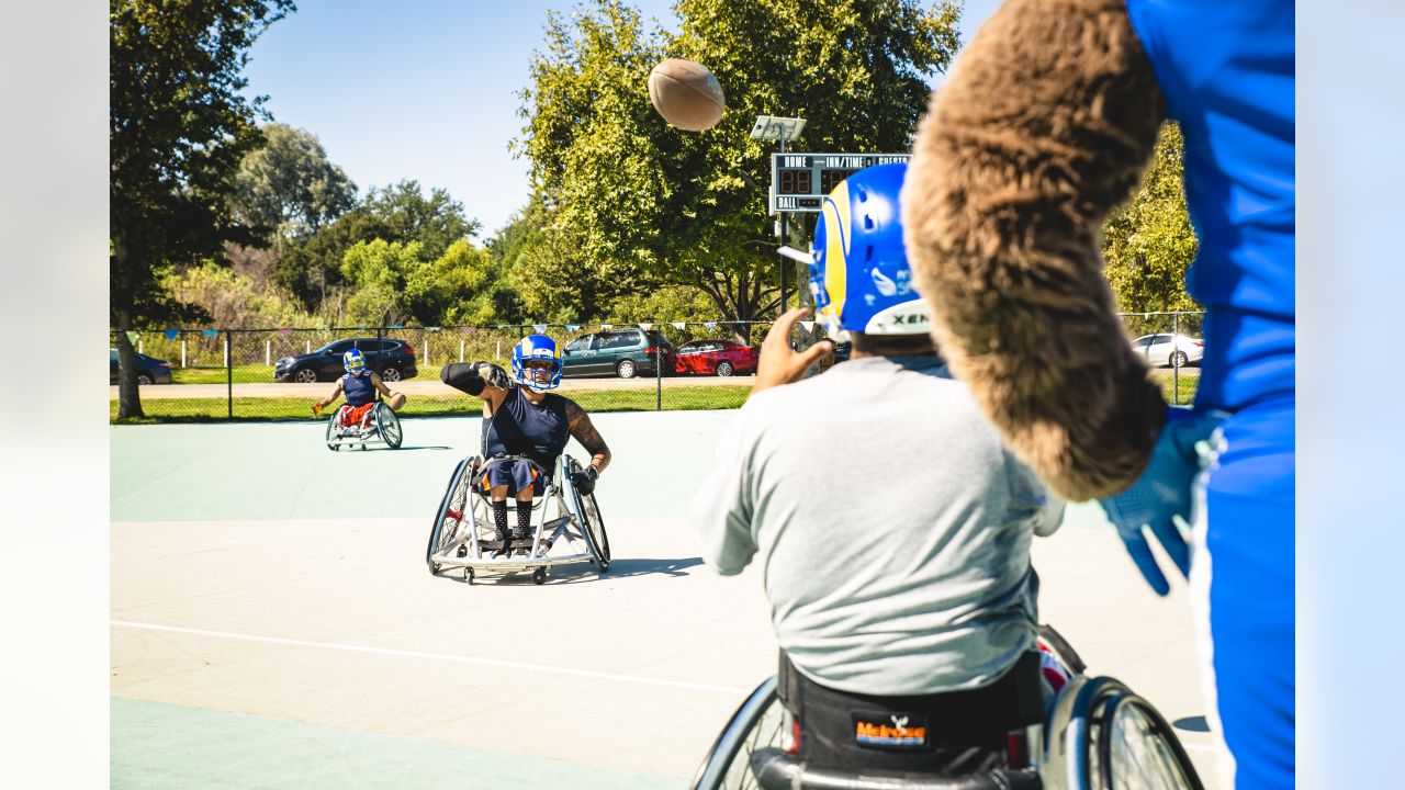 PHOTOS: Rams provide LA-based wheelchair football team with helmet decals  and jerseys during their first practice