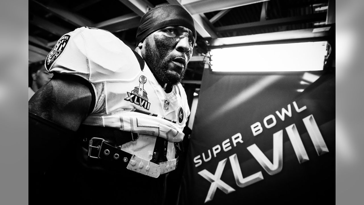 Baltimore Ravens - Posing with Ray Lewis' Super Bowl XLVII game jersey.