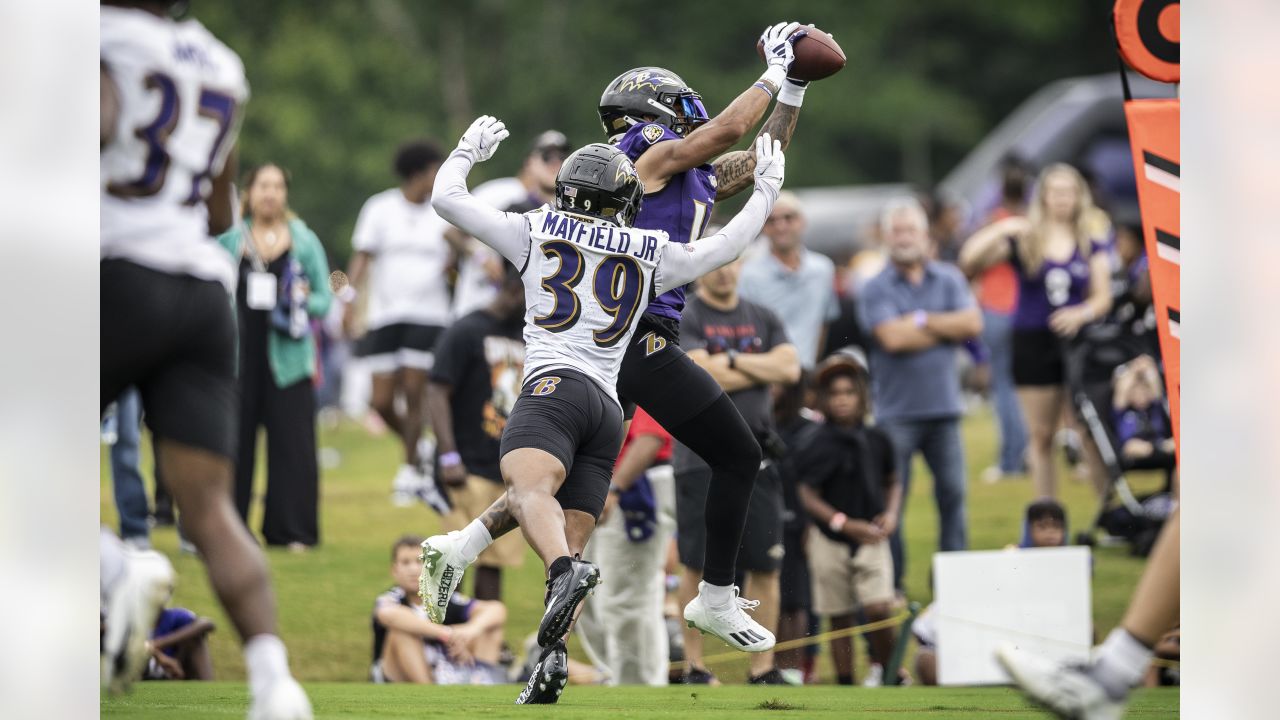 Baltimore Ravens Tylan Wallace during rookie training camp Saturday, May  15, 2021 in Owings Mills, MD.(AP Photo/Gail Burton Stock Photo - Alamy