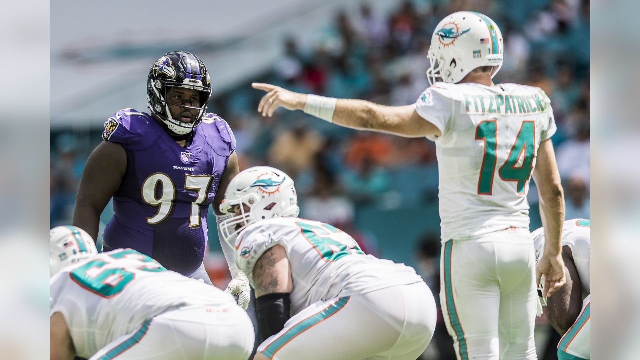 Baltimore Ravens fullback Patrick Ricard (42) takes to the field before an  NFL football game between the Miami Dolphins and the Baltimore Ravens,  Sunday, Sept. 18, 2022, in Baltimore. (AP Photo/Nick Wass