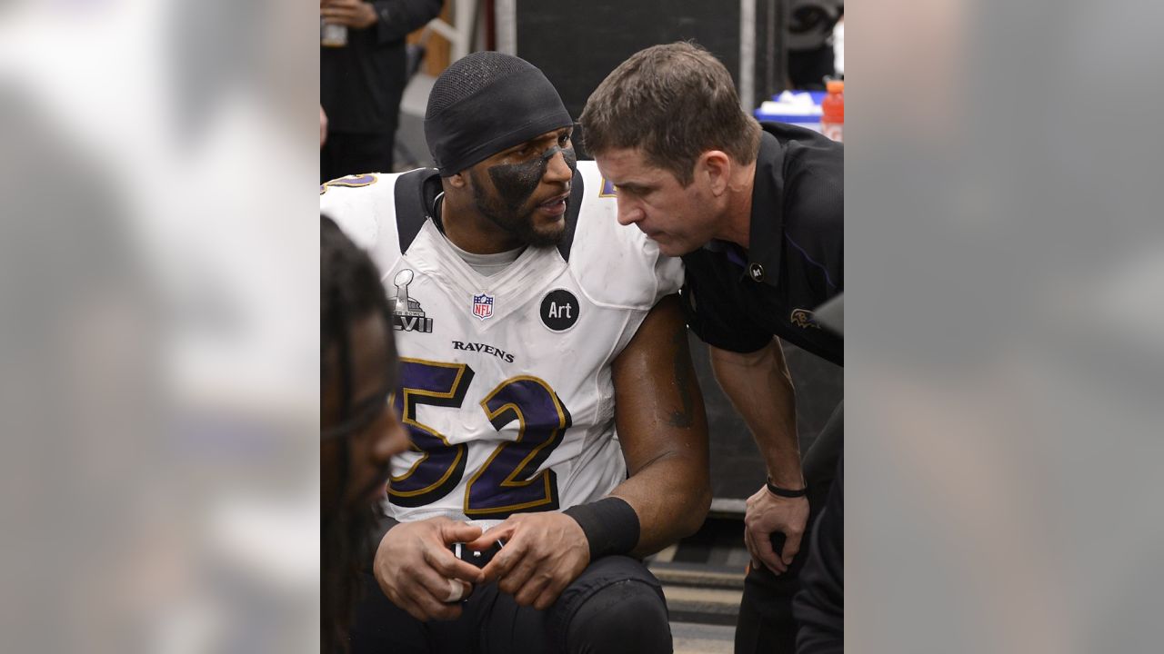 Baltimore Ravens - Posing with Ray Lewis' Super Bowl XLVII game jersey.