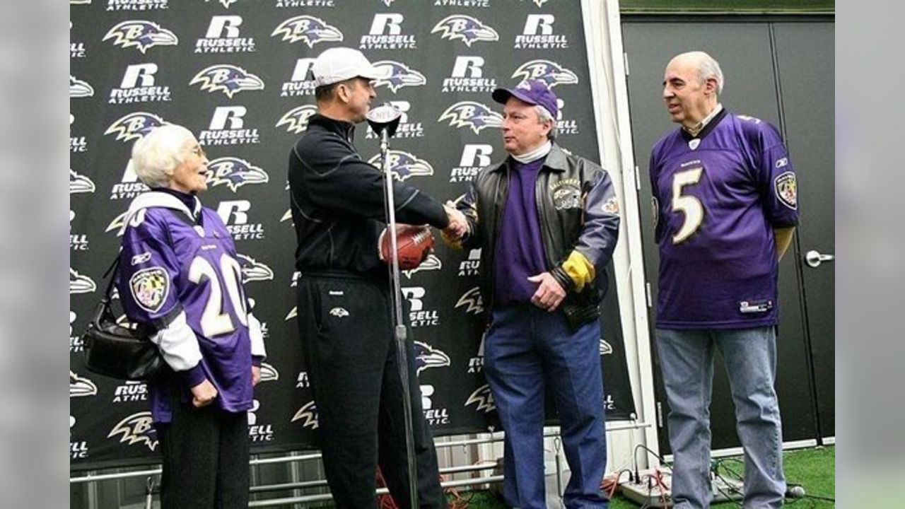 John Harbaugh Presents Game Ball To Fans