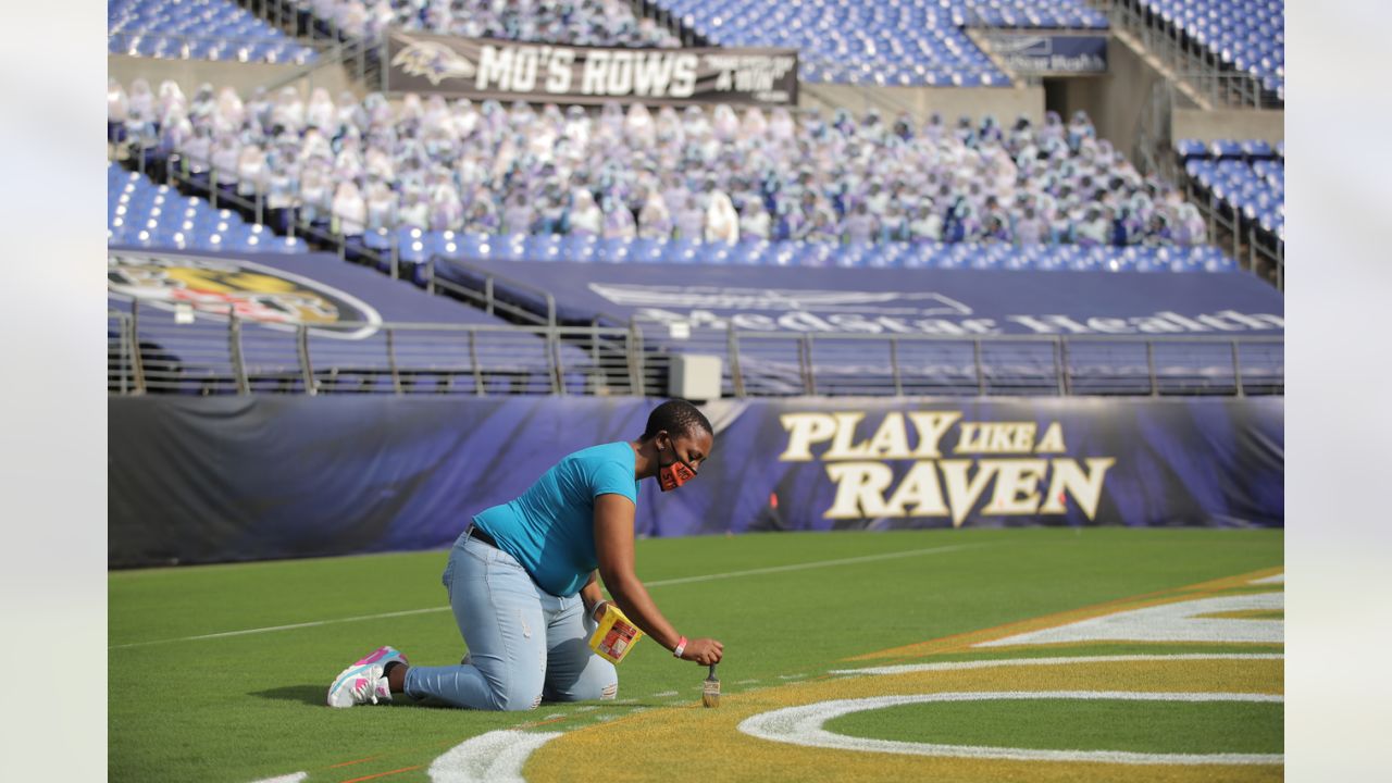 Why Baltimore Ravens' end zone has 'MO' painted in purple 