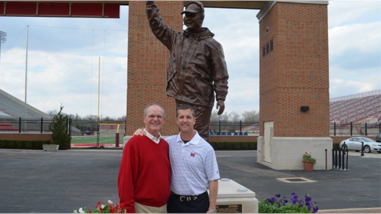 College football: Miami U. honors Ravens' John Harbaugh with statue