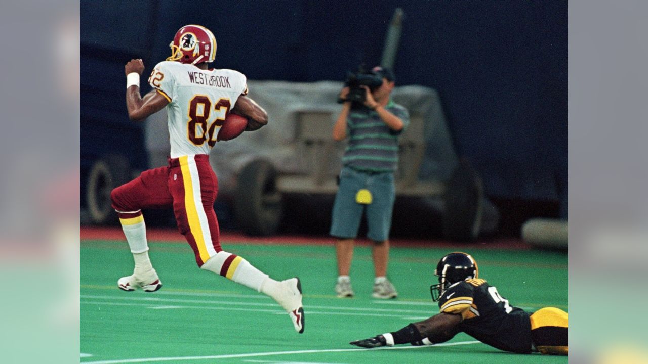 Michael Westbrook of the Washington Redskins looks on during the