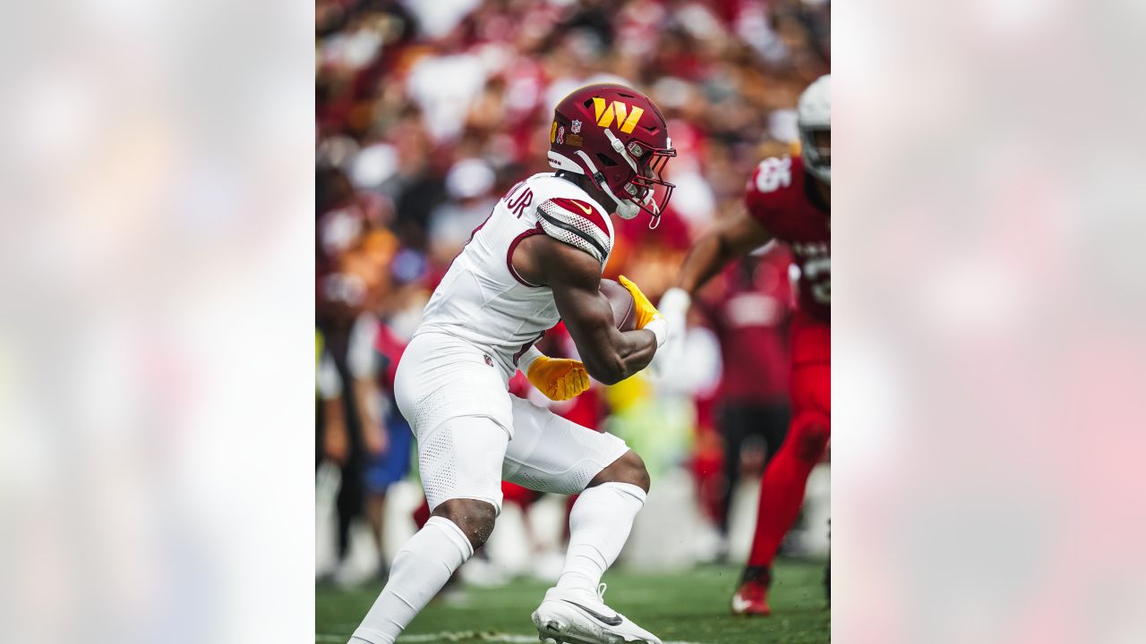 Arizona Cardinals safety Budda Baker (3) runs during an NFL football game  against the Washington Commanders, Sunday, September 10, 2023 in Landover,  Maryland. (AP Photo/Daniel Kucin Jr Stock Photo - Alamy