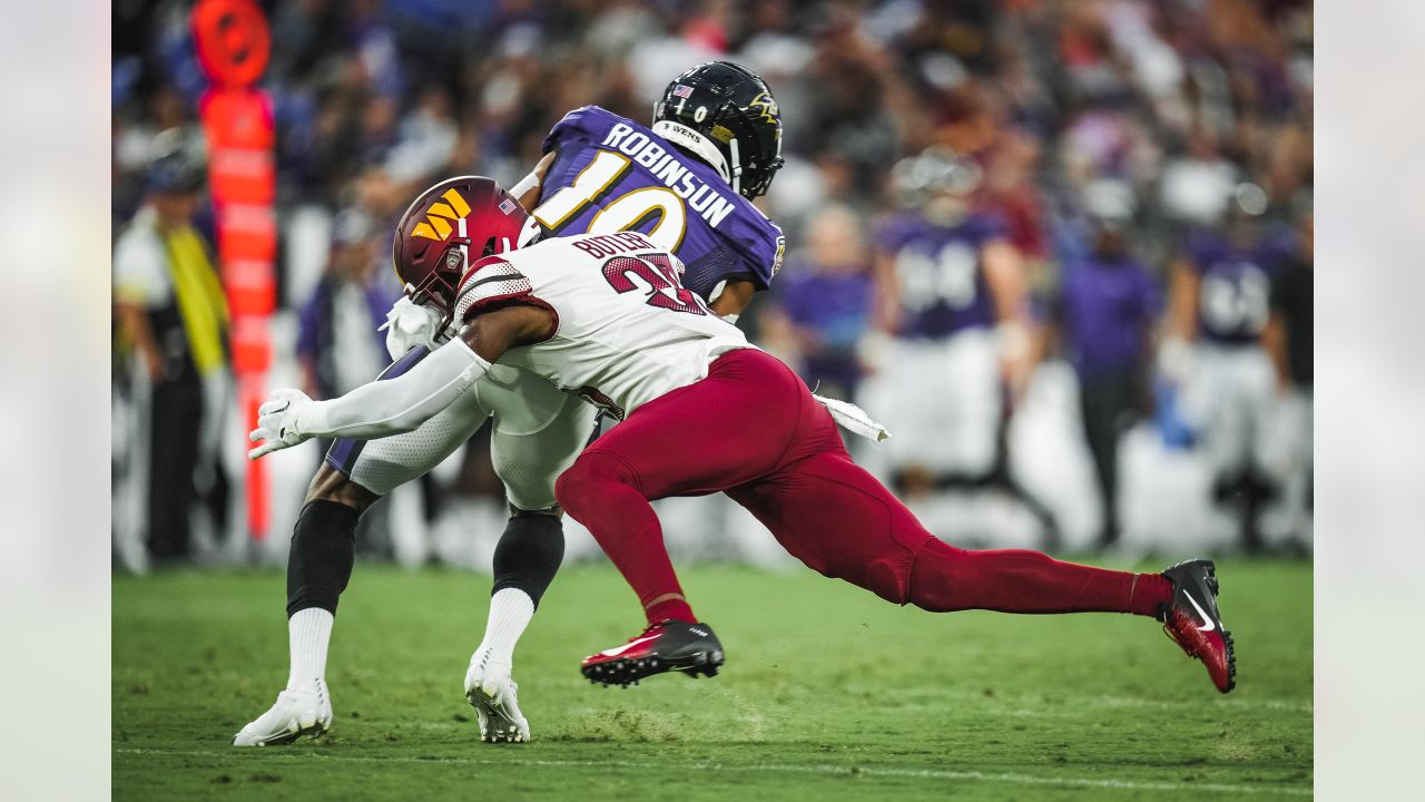 Washington Commanders quarterback Sam Howell (14) throws the ball during  the second half of a NFL preseason football game against the Baltimore  Ravens, Saturday, Aug 27, 2022, in Baltimore. (AP Photo/Terrance Williams