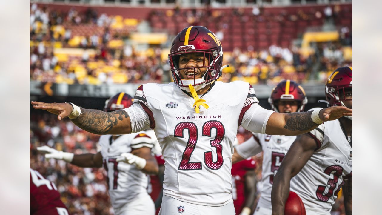 Washington Commanders 6th round draft pick Chris Rodriguez Jr. as the  News Photo - Getty Images