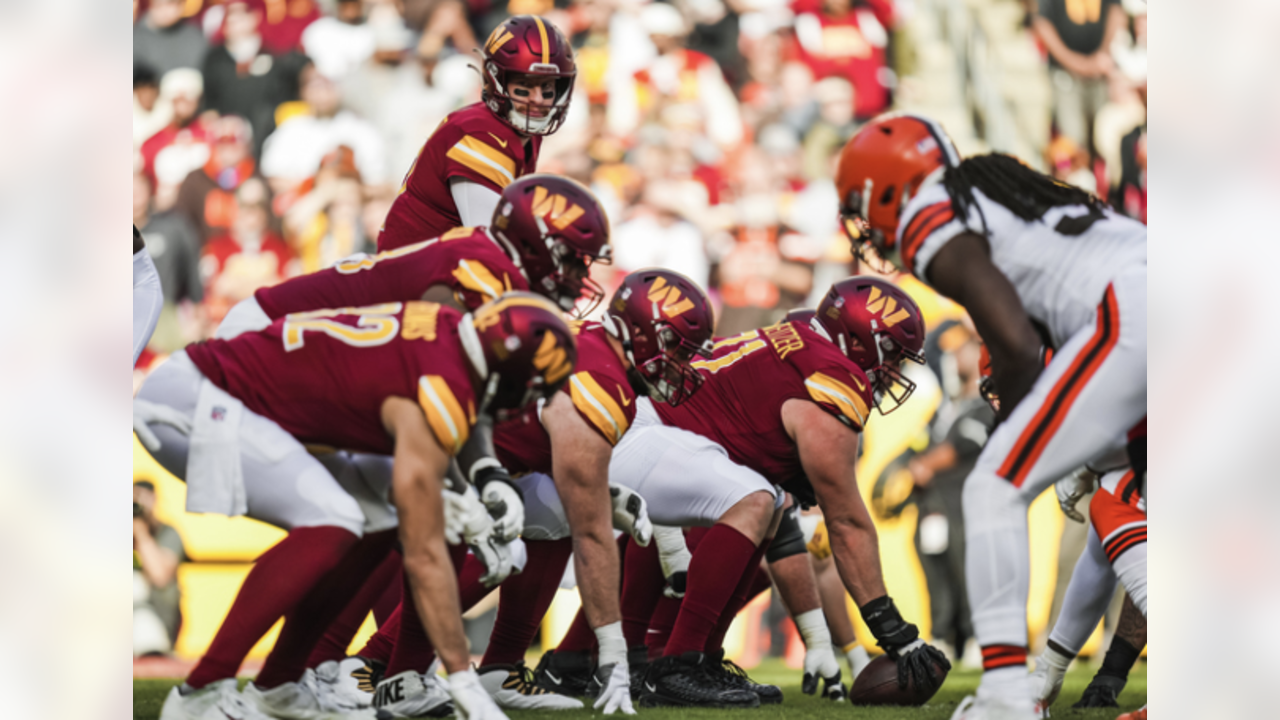 Washington Commanders wide receiver Kazmeir Allen (10) returns a kick  during an NFL pre-season football game against the Cleveland Browns,  Friday, Aug. 11, 2023, in Cleveland. (AP Photo/Kirk Irwin Stock Photo -  Alamy