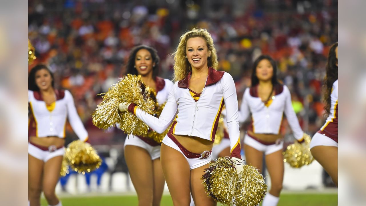 LANDOVER, MD - SEPTEMBER 25: Washington Commanders cheerleaders perform  during the game between the