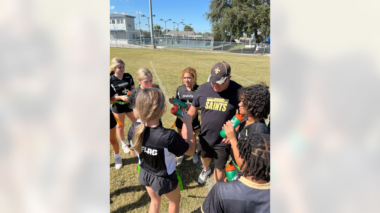 Girls flag football team representing the Patriots set to compete