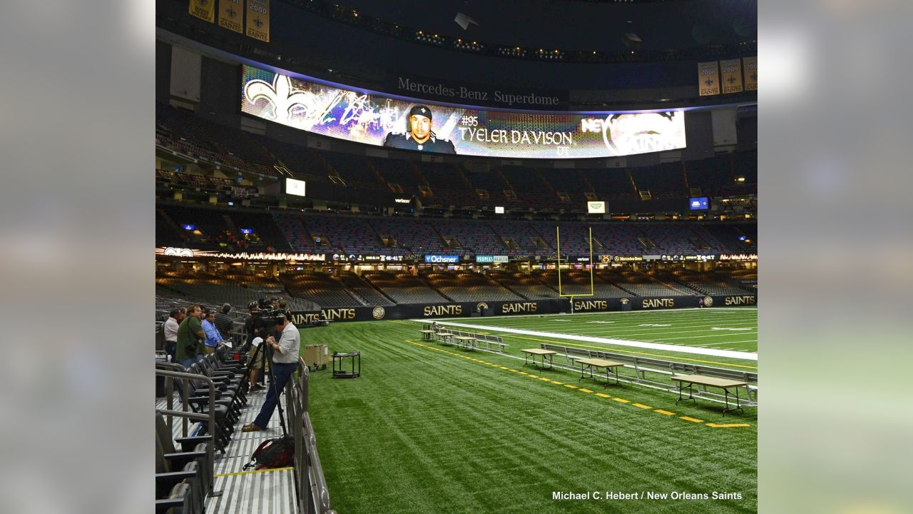 New giant HD end zone screens at Mercedes-Benz Superdome