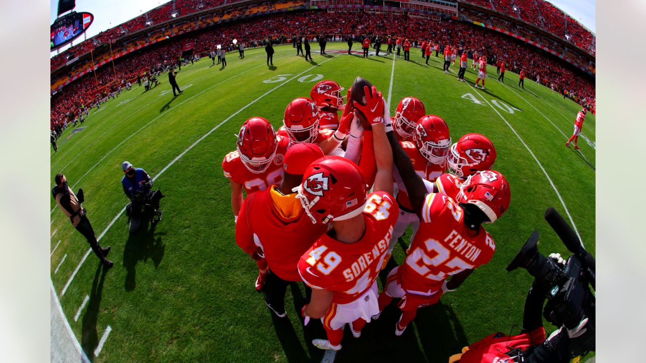 Kansas City Chiefs free safety Daniel Sorensen (49) during pre-game warmups  before an NFL football game against the New England Patriots, Monday, Oct.  5, 2020, in Kansas City, Mo. (AP Photo/Reed Hoffmann