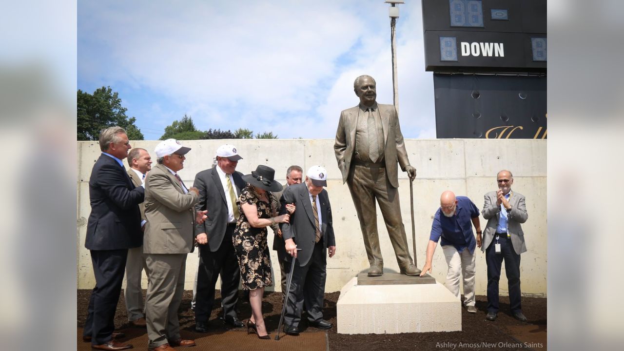 Tom Benson now has a stadium named after him, with a statue