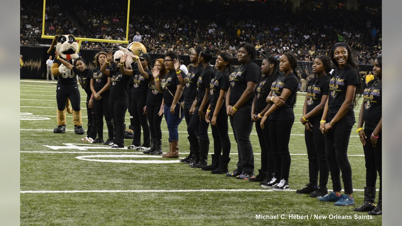 Carolina Panthers vs. New Orleans Saints. Fans support on NFL Game.  Silhouette of supporters, big screen with two rivals in background Stock  Photo - Alamy