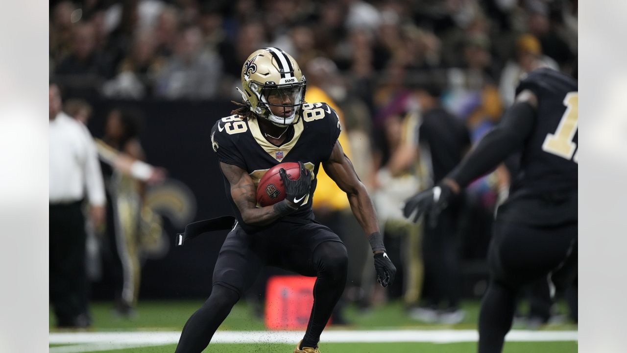 New Orleans Saints wide receiver Rashid Shaheed (22) runs through drills at  the NFL team's football training camp in Metairie, La., Friday, Aug. 4,  2023. (AP Photo/Gerald Herbert Stock Photo - Alamy