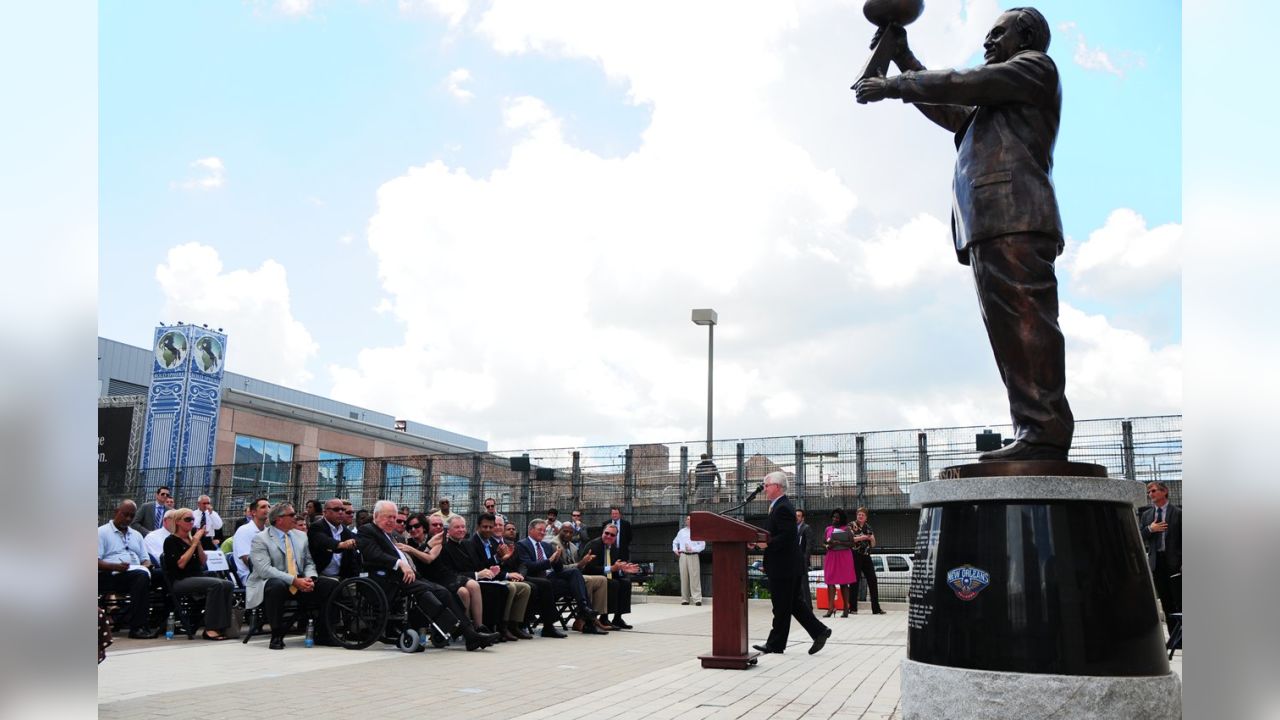 Tom Benson now has a stadium named after him, with a statue