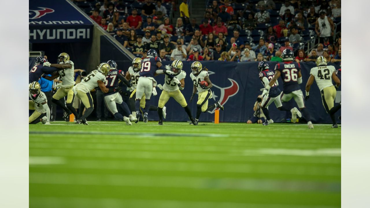 New Orleans Saints defensive end Payton Turner plays defense during the  first half of a NFL preseason football game against the Houston Texans,  Saturday, Aug. 13, 2022, in Houston. (AP Photo/Eric Christian