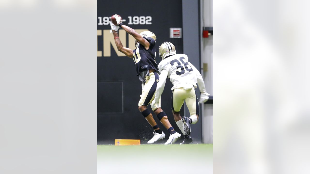 Saints hold practice with Jacob Blake's name on players' helmets