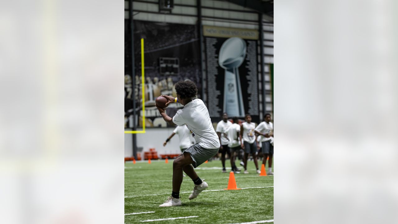 New Orleans Saints - Jarvis Landry catches ball over camper at his annual  Youth Camp.